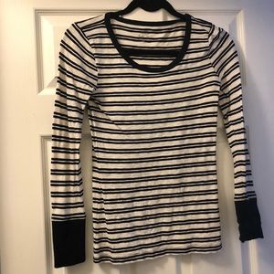 J. Crew White and Navy Long Sleeve Shirt